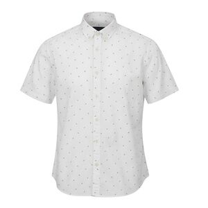 🌿 ZANEROBE Men’s Ditzi Print Button-Up Shirt | White Geometric | Size‎ M